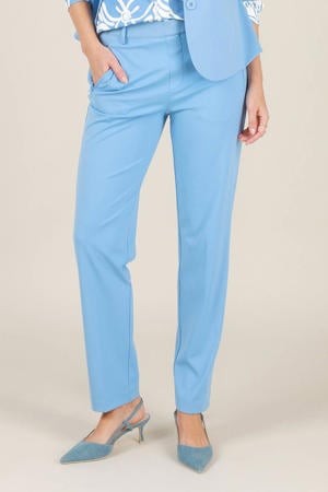 regular waist pantalon travelstof blauw