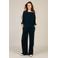 Yest wide leg high waist gestreepte casual broek marineblauw