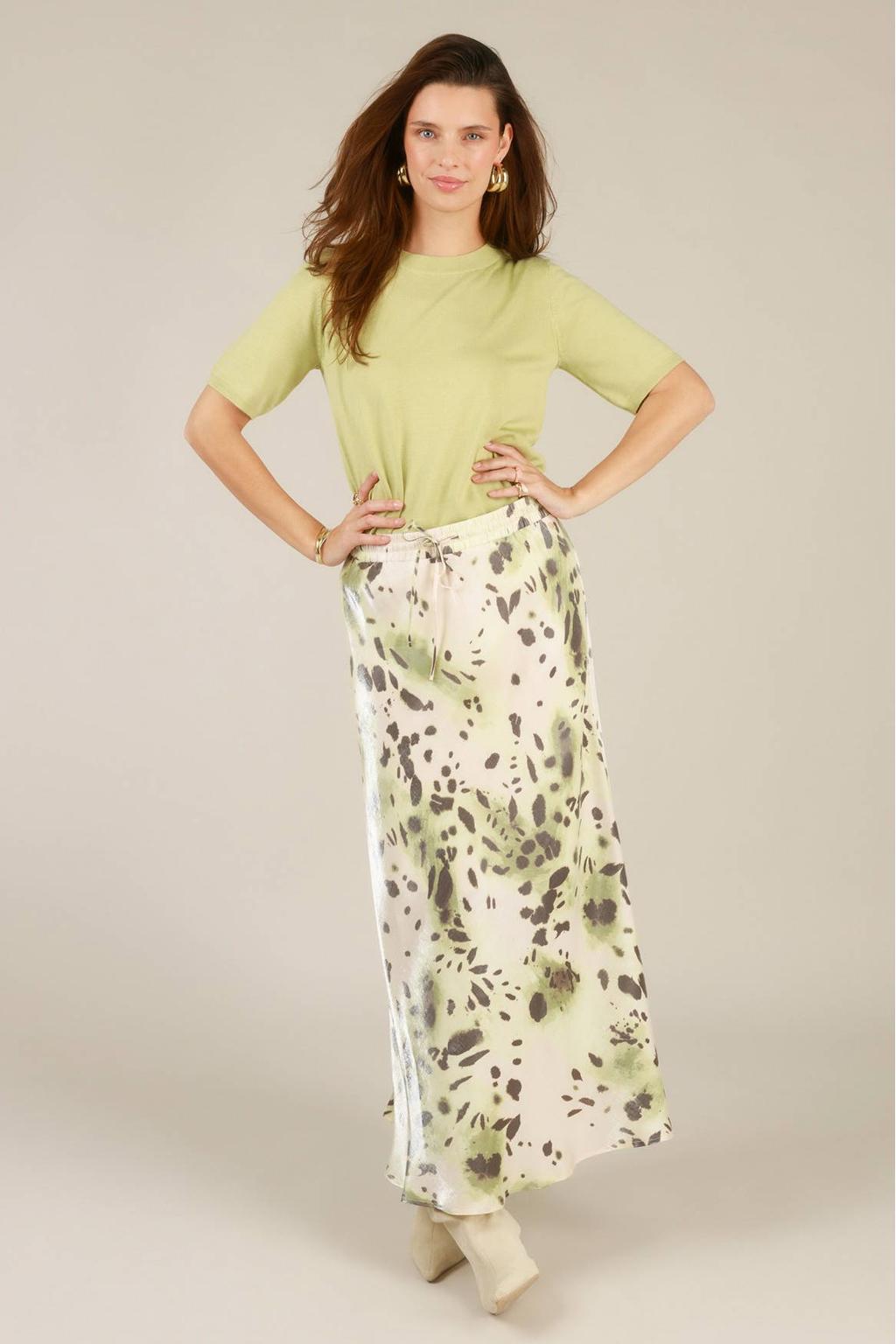 Limegroene dames Yest top groen van viscose met effen en driekwart mouwen