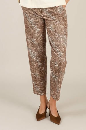 slim regular waist cropped broek bruin