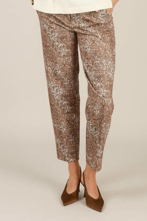slim regular waist cropped broek bruin