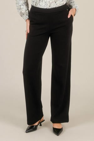 wide leg regular waist broek zwart
