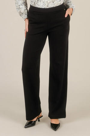 wide leg regular waist broek zwart