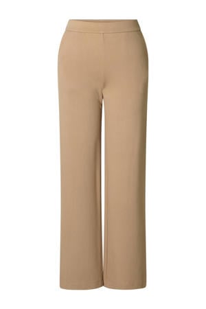 wide leg regular waist broek camel