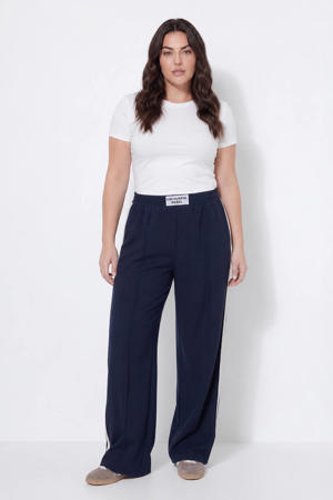 regular high waist pantalon donkerblauw