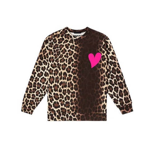 Pinned by K Curve sweater met panterprint bruin afbeelding
