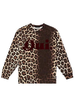 sweater met panterprint bruin