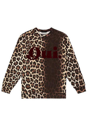 sweater met panterprint bruin