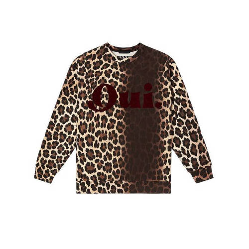 Pinned by K Curve sweater met panterprint bruin afbeelding