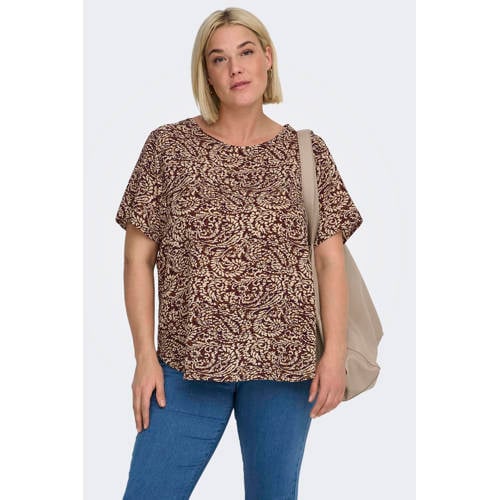 ONLY CARMAKOMA top donkerrood/beige afbeelding