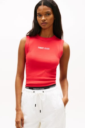 mouwloze top rood