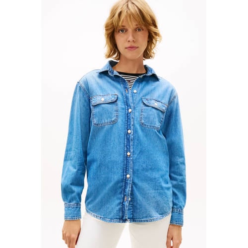 Tommy Jeans blouse medium blue denim afbeelding