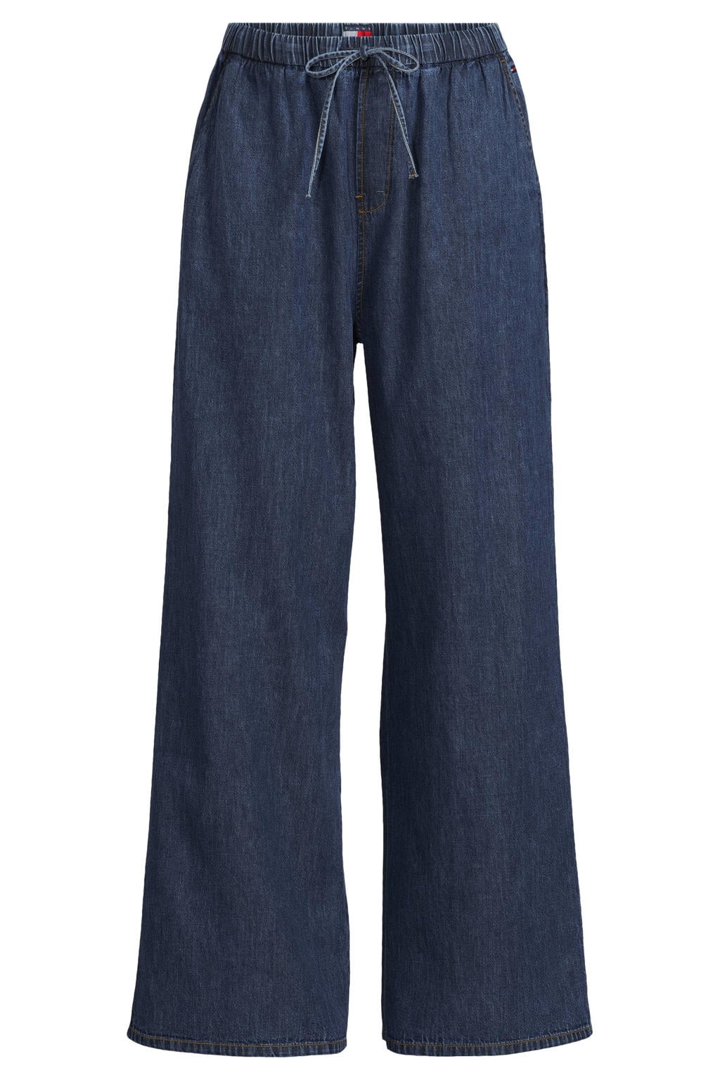 Dark blue denim dames Tommy Jeans wide leg high waist broek dark blue van denim met effen