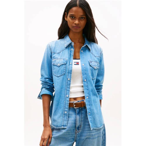 Tommy Jeans denim blouse light blue denim afbeelding