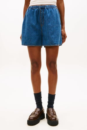 high waist short medium blue denim
