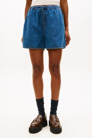 high waist short medium blue denim