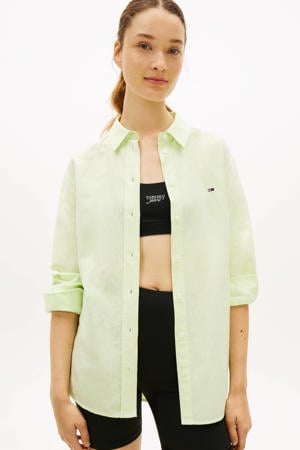gestreepte blouse met linnen limegroen