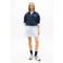 Tommy Jeans straight regular waist gestreepte casual short met linnen lichtblauw