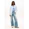 Tommy Jeans gestreepte blouse met linnen lichtblauw