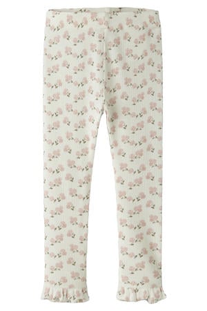 slim regular waist gebloemde legging ecru