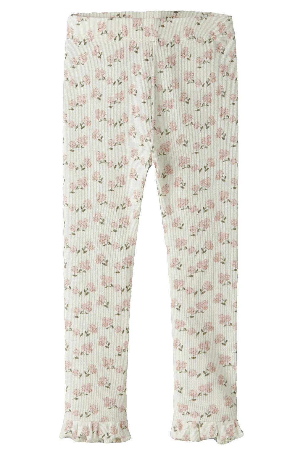 Lichtroze meisjes LIL' ATELIER MINI slim regular waist gebloemde legging van katoen met elastische tailleband