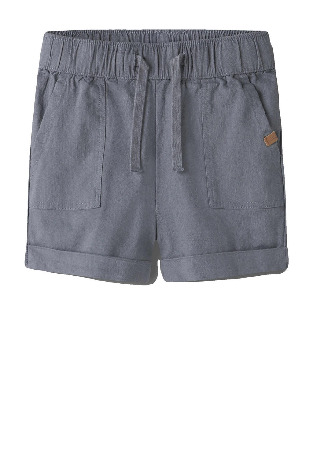 Grijze jongens LIL' ATELIER MINI regular waist casual short van viscose met loose fit, elastische tailleband met koord en effen