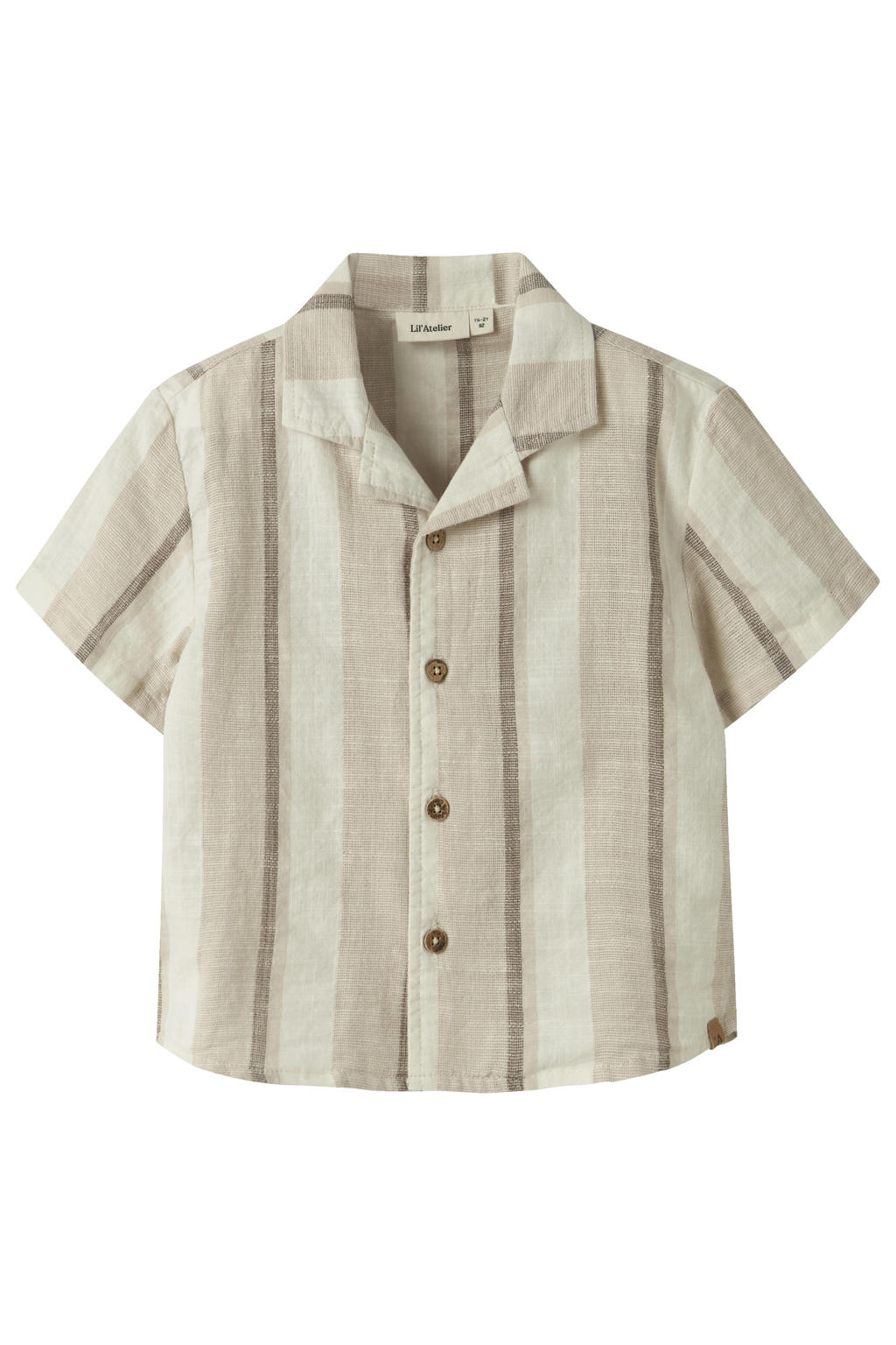 LIL' ATELIER MINI loose gestreept casual overhemd beige met textuur