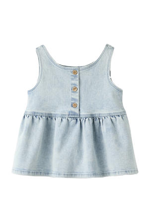 mouwloze top light blue denim
