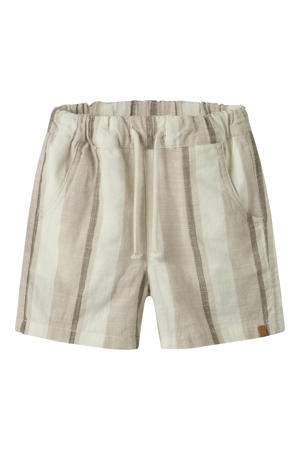 regular waist gestreepte casual short beige met textuur