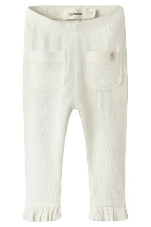 slim regular waist legging ecru met textuur