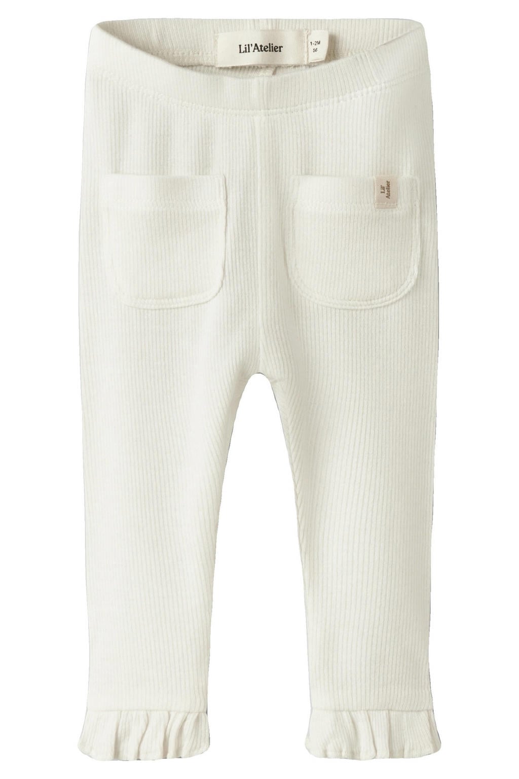 Ecru meisjes LIL' ATELIER BABY slim regular waist legging van lyocell met elastische tailleband en effen