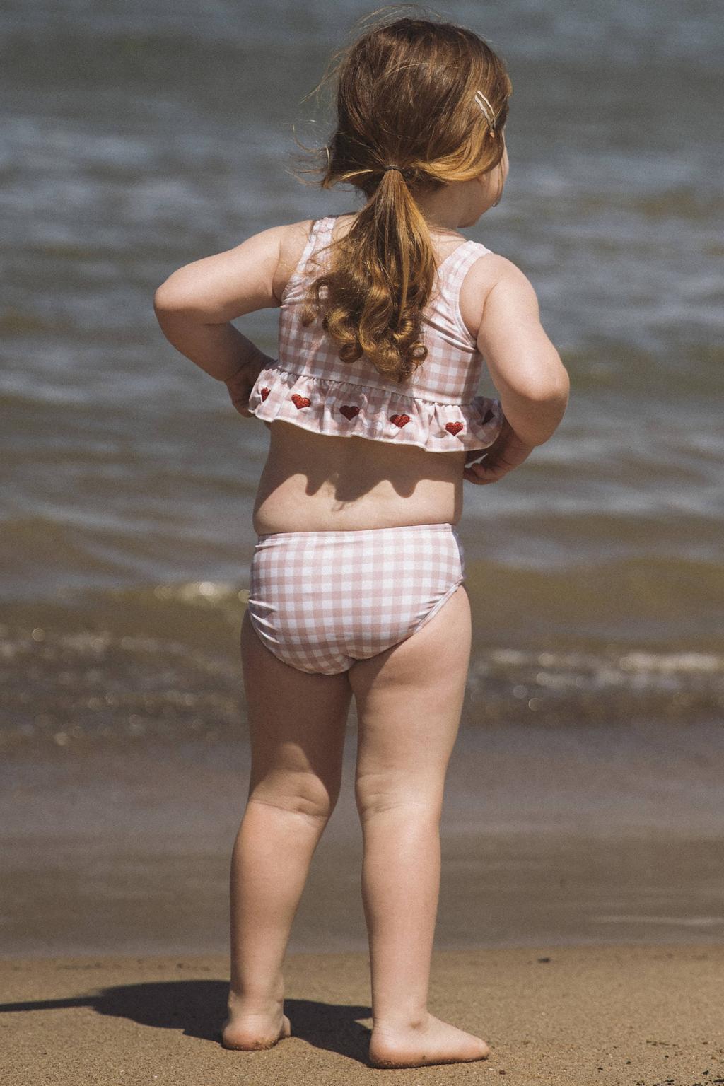 LIL' ATELIER MINI bikini met ruitenprint roze/wit