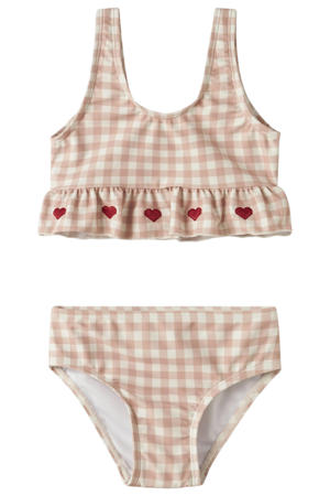 bikini met ruitenprint roze/wit