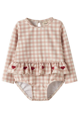 badpak met ruitenprint roze/wit