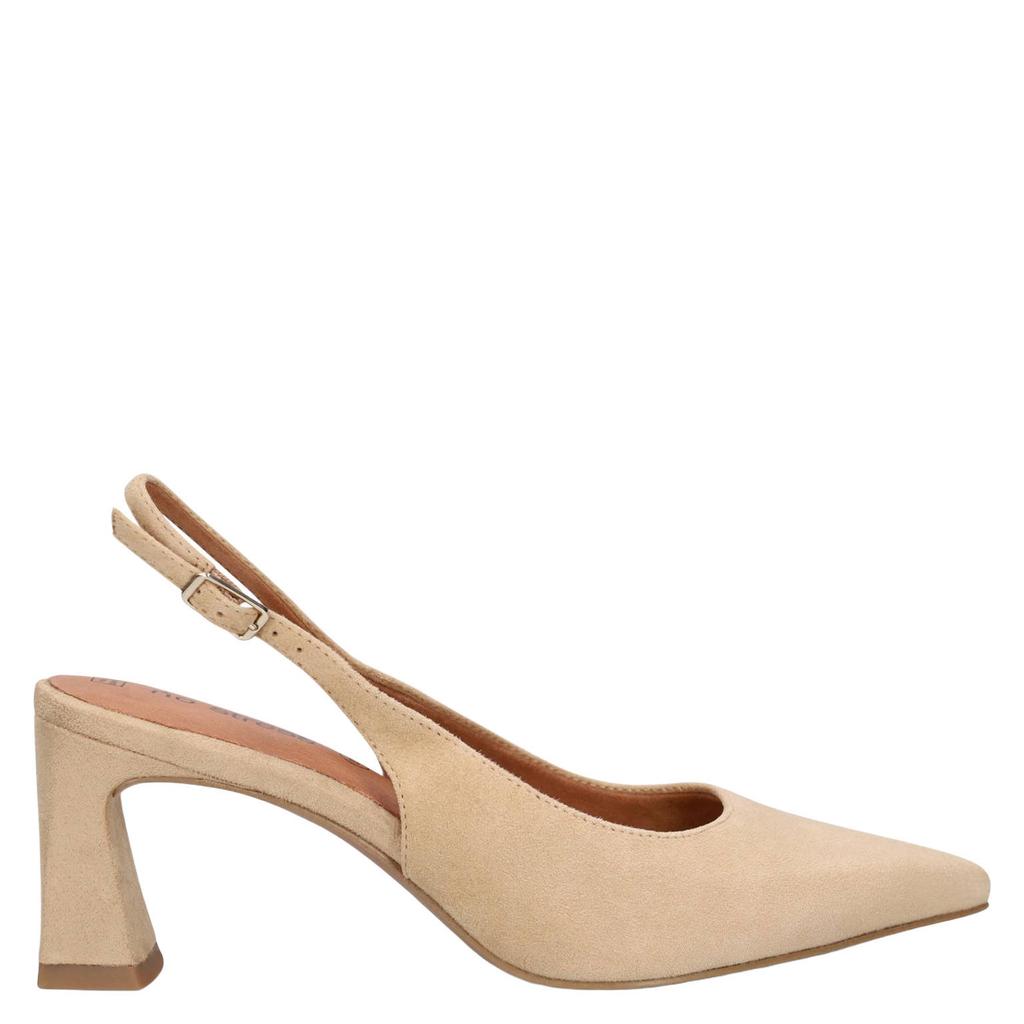 Beige dames No Stress suède slingback pumps met gesp