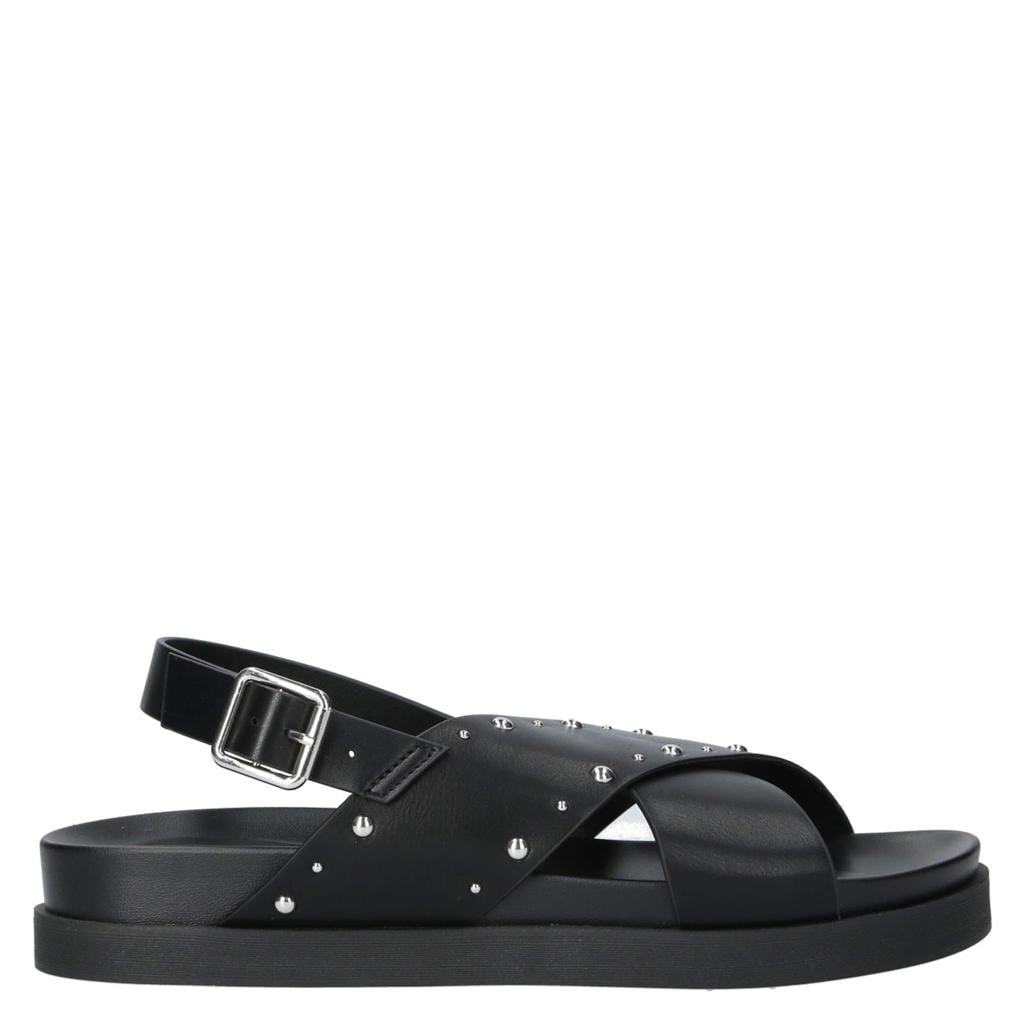 Zwarte dames ONLY Onlminnie-19 Studs Cross Strap Sandal sandalen van imitatieleer met gesp