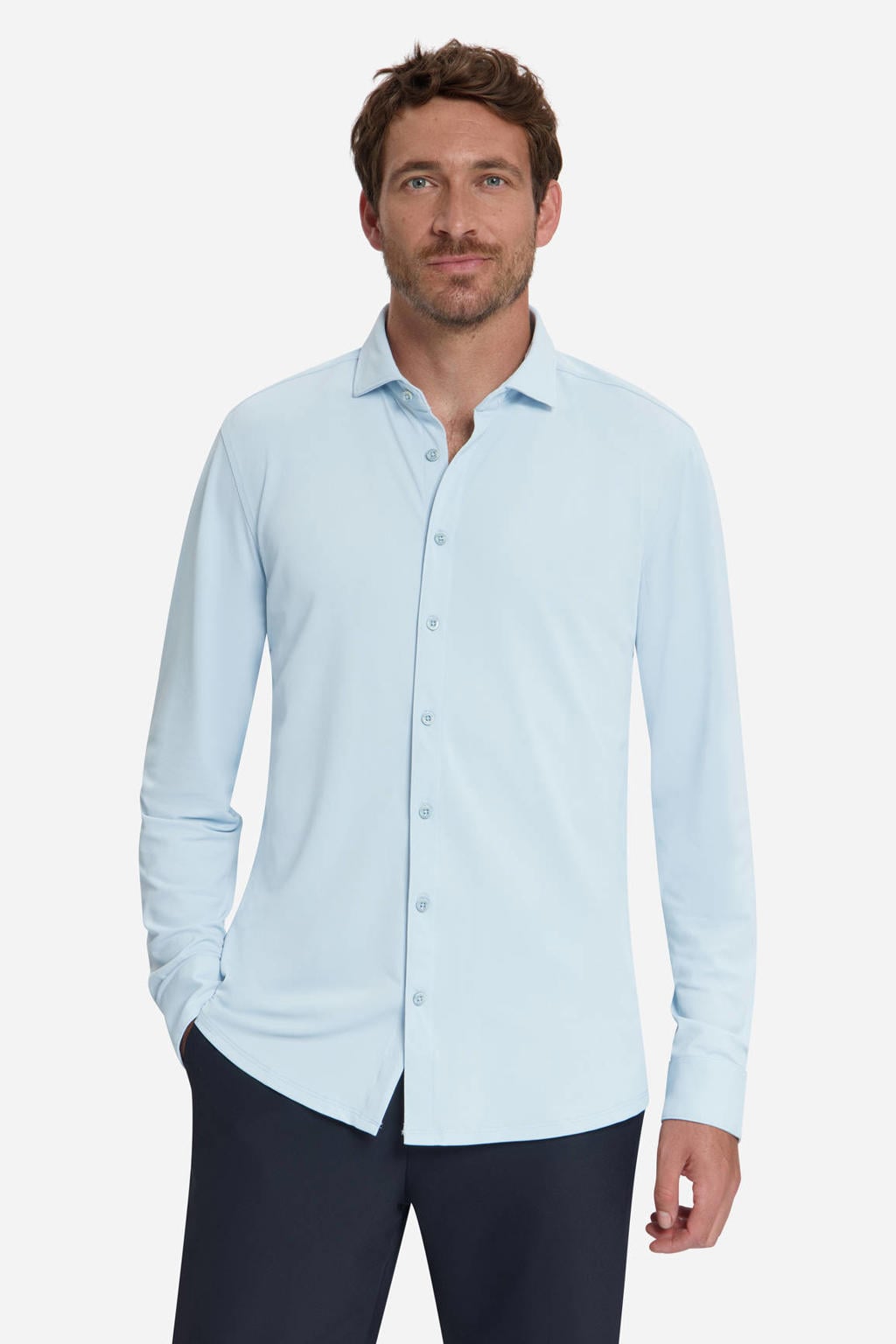 No Excess regular casual overhemd lichtblauw