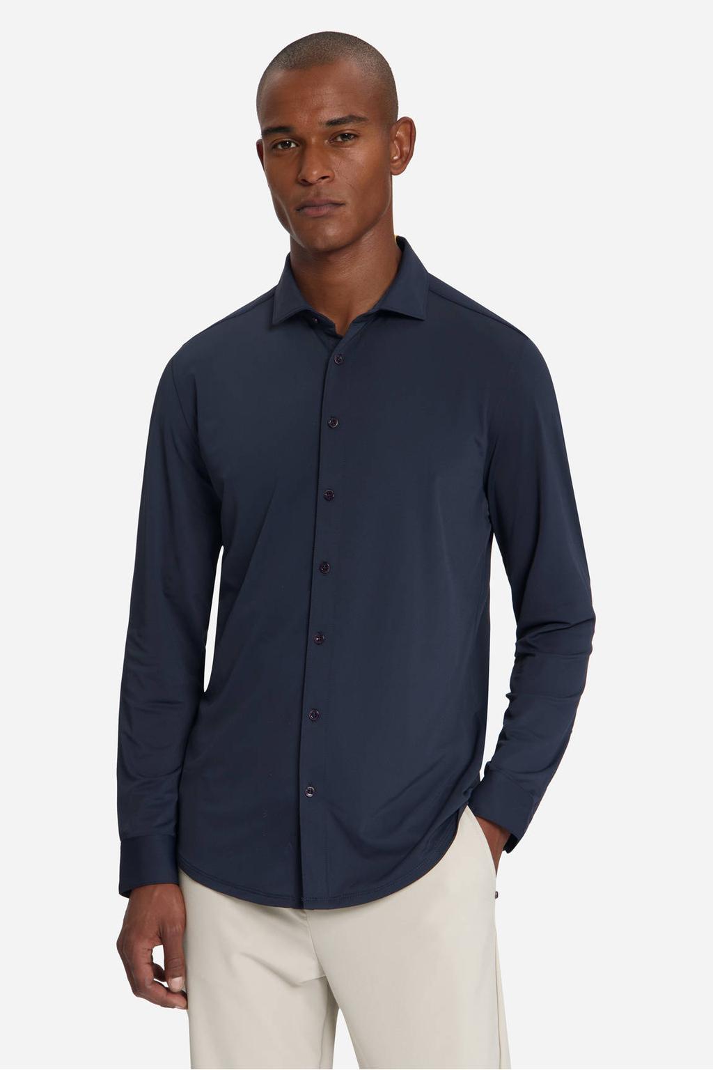 No Excess regular casual overhemd donkerblauw