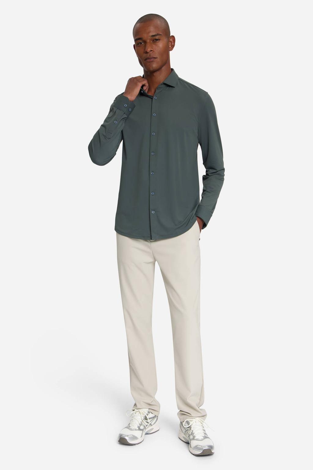 No Excess regular casual overhemd donkergroen
