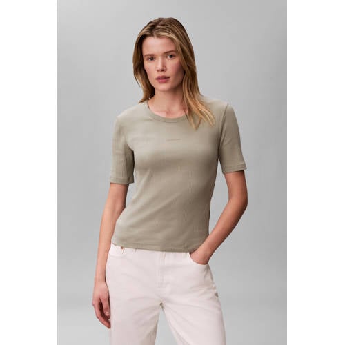 Calvin Klein top grijsgroen rib gebreid afbeelding