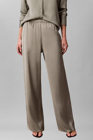 wide leg high waist broek grijsgroen