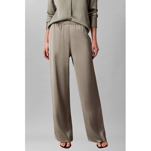 Calvin Klein wide leg high waist broek grijsgroen afbeelding