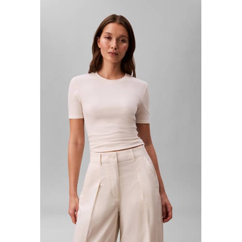 Calvin Klein top ecru rib gebreid afbeelding