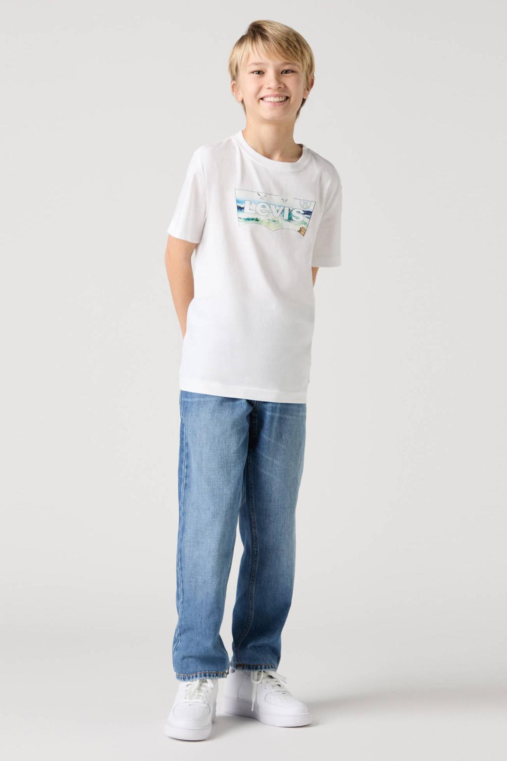 Light blue denim jongens Levi's 512™ Slim Tapered Jeans van denim met rits- en knoopsluiting en effen