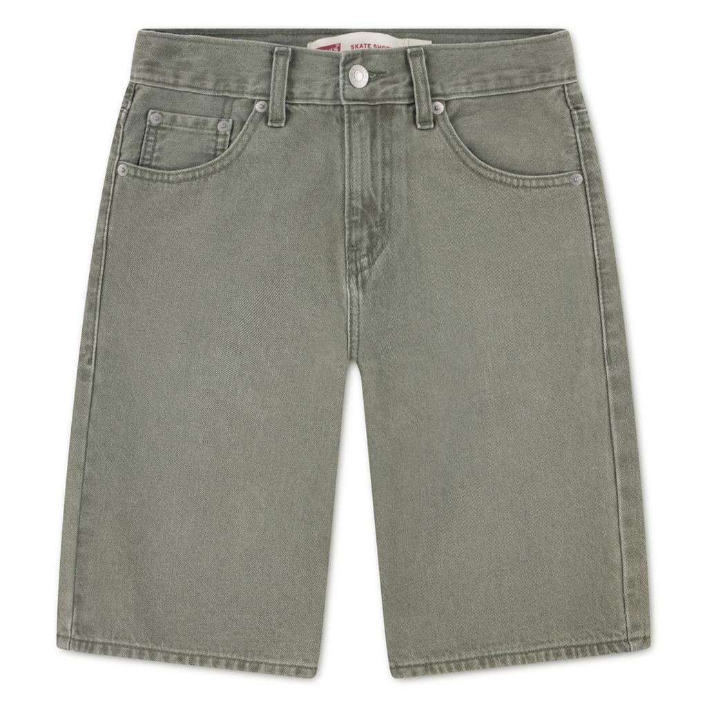 Groene jongens Levi's skate short green van denim met straight fit, regular waist, rits- en knoopsluiting en effen