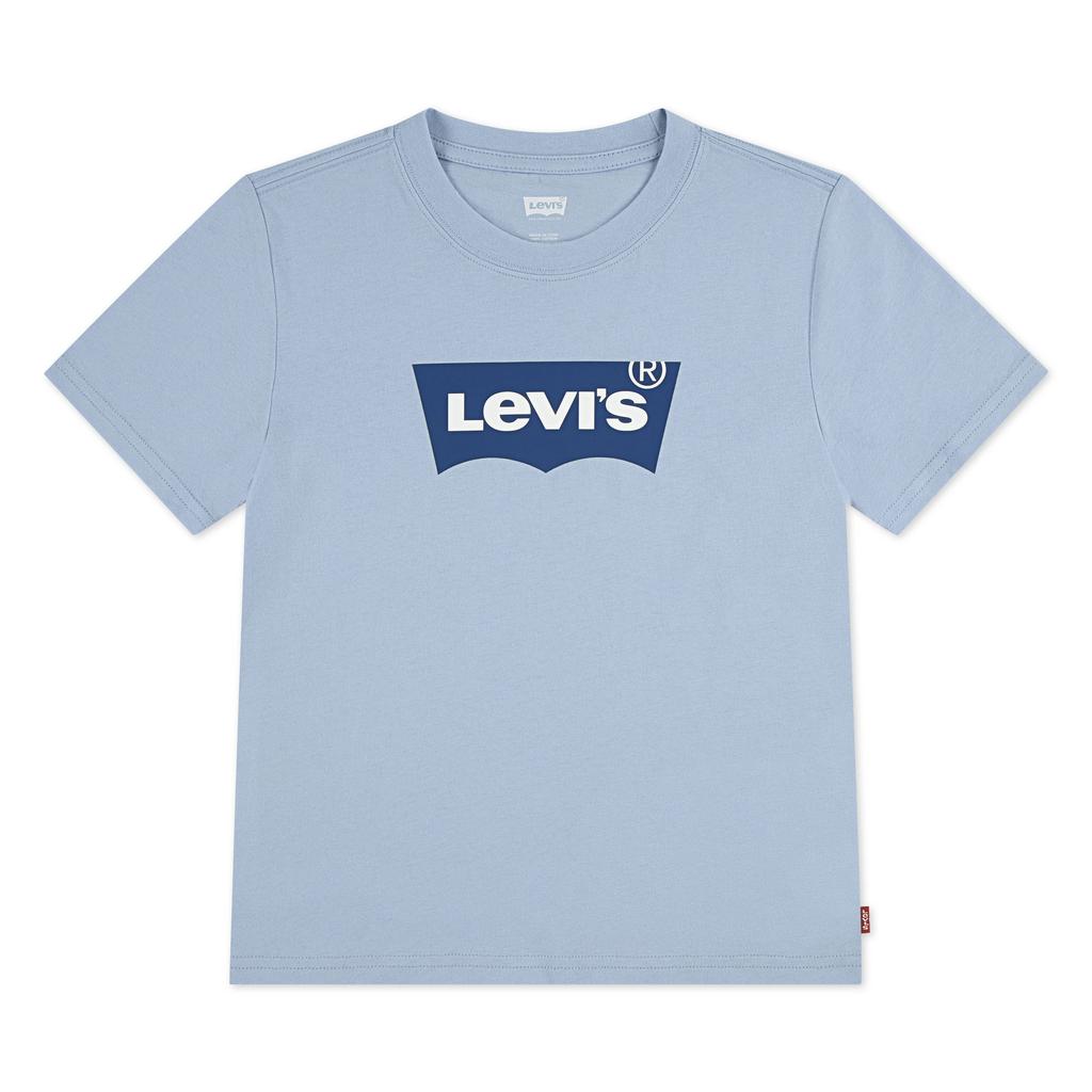 Blauwe jongens Levi's T-shirt van katoen met logo dessin, korte mouwen en ronde hals