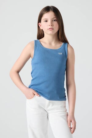 Tanktop  blauw rib gebreid