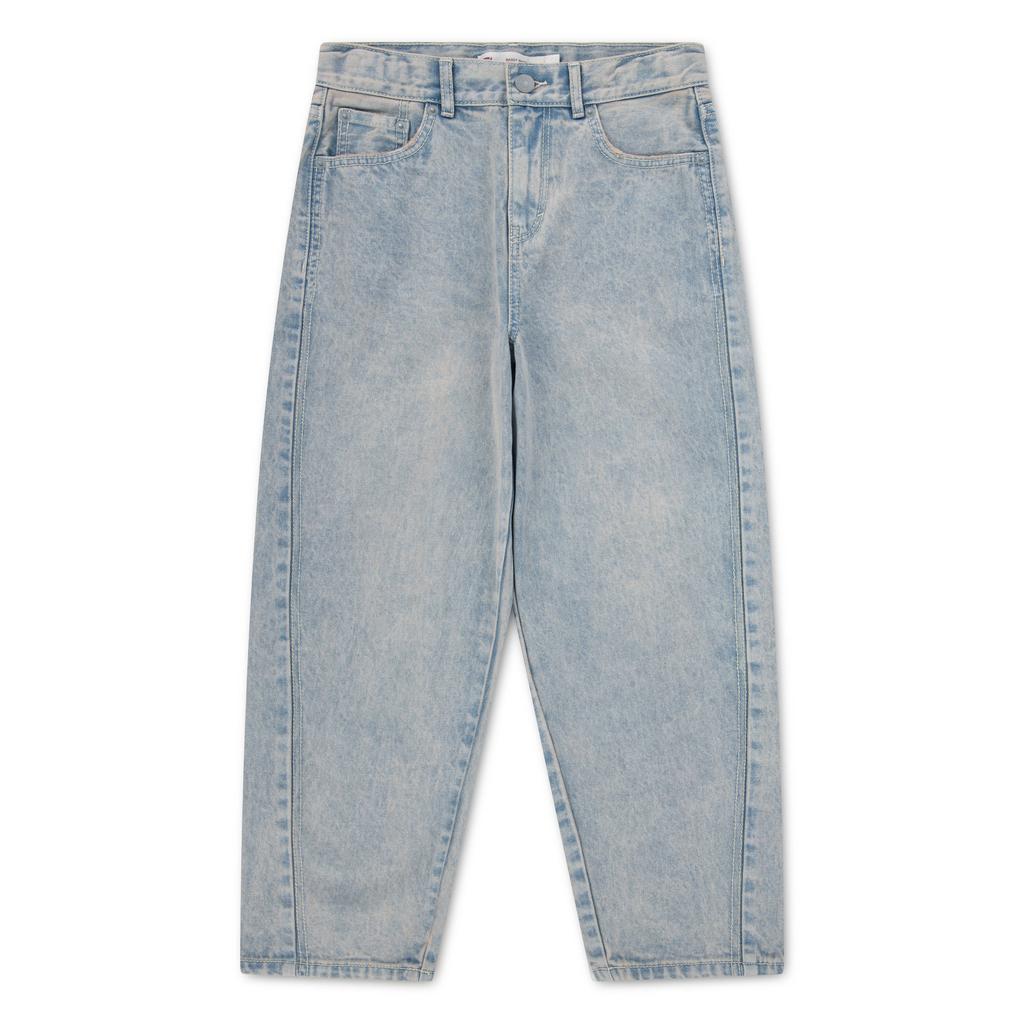 Light blue meisjes Levi's Levi's® High Rise Baggy Barrel Jeans high waist barrel jeans van denim met rits- en knoopsluiting