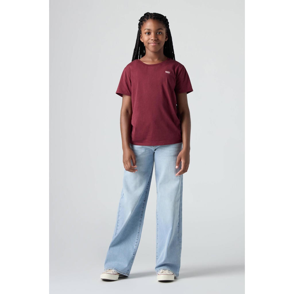 Medium blue denim meisjes Levi's high waist baggy jeans van denim met rits- en knoopsluiting en effen