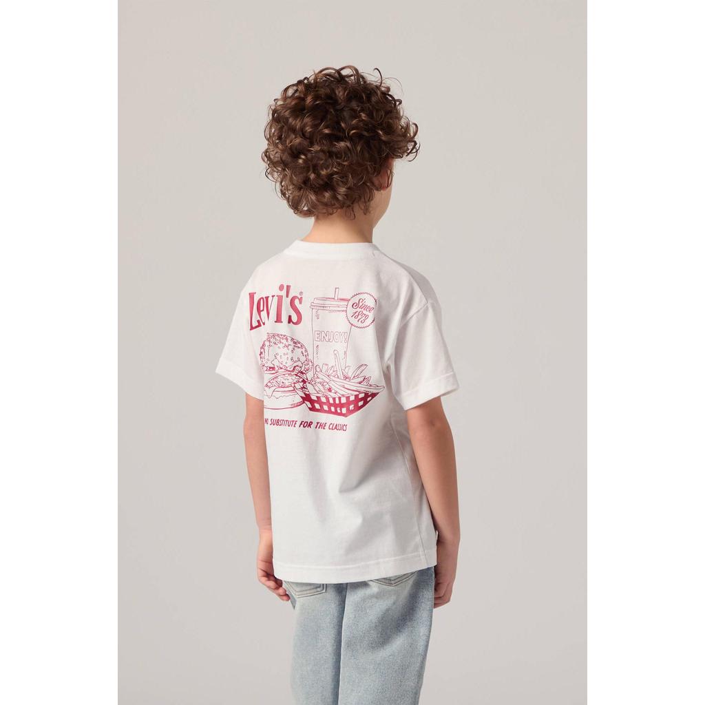Witte jongens Levi's T-shirt van katoen met backprint, korte mouwen en ronde hals